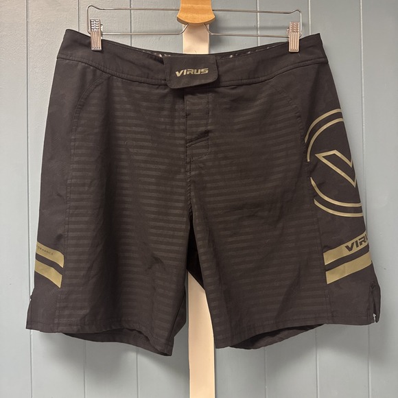 Virus Other - Virus DISASTER II MMA Fighting Shorts Mens 34 Black W/ Sage Training Gym Boxing